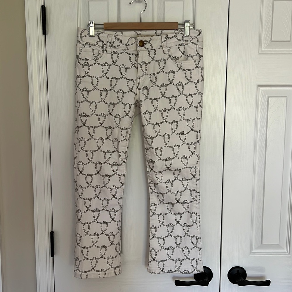 CAbi Cropped Nautical White Jeans